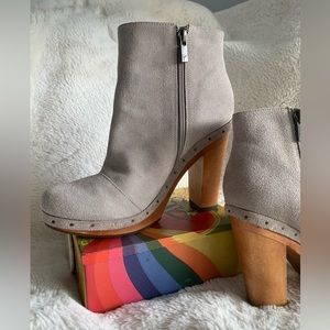 Joie Dewitt | Gray Suede Booties | Clog Heels Boots | Platforms Studded | size 8
